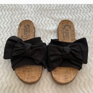 Sam Edelman circus black bow slip on sandal